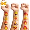 106 PCS Fire Campfire Temporary Tattoos Birthday Party Decorations Supplies Favors Fake Flame Firefighter Bonfire 3D Camping Foil Fire Fireman Decor Stickers Boys Girls Gift School Prizes Rewards