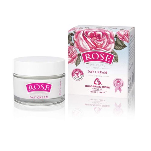 Bulgarian Rose Day Face Cream with Natural Rose Oil, Moisturizing and Rejuvenating Skin Care, Ros...
