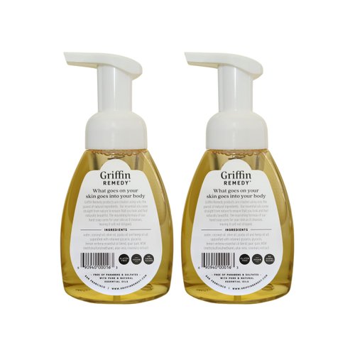 Griffin Remedy Foaming Hand Soap - Lemon Verbena Essential Oils and Organic MSM, Moisturizing, All-Natural, Paraben-Free 8 fl oz, 2 count
