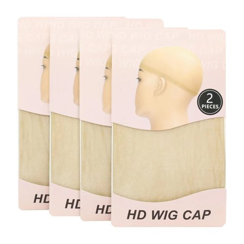 Boslance 4 Pcs HD Wig Cap for Lace Front Wig 2 PCS Adjustable Lace Melting Band for Wig Edge,Salon Melt Belt for Wigs, Invisible Hd Wig Cap Sheer Stocking Caps(2 Black Bands+4 Pcs HD Wig Caps)