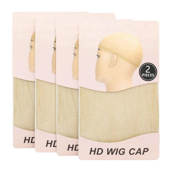 Boslance 4 Pcs HD Wig Cap for Lace Front Wig 2 PCS Adjustable Lace Melting Band for Wig Edge,Salon Melt Belt for Wigs, Invisible Hd Wig Cap Sheer Stocking Caps(2 Black Bands+4 Pcs HD Wig Caps)