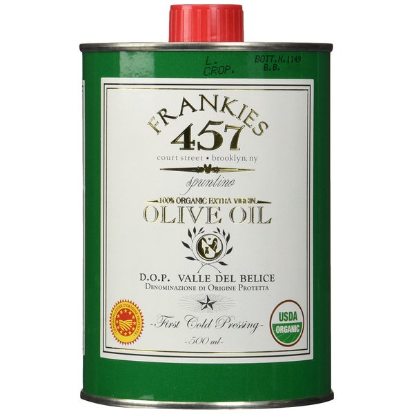 Frankies 16.9 Fluid Ounce Can | Real Sicilian Extra Virgin Olive Oil (EVOO) | | Nocellara del Belice Olives | Organic & Kosher | USDA Certified