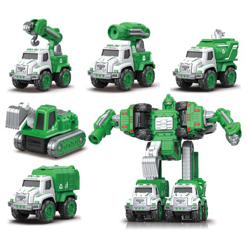 Funny Boo Transform Robot Toys for Boys City Sanitaion Vehicle Deformation Toy 5 in 1 Educational STEM Toys for Toddler Christmas Birthday Gifts