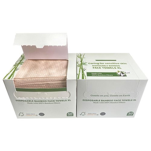 LVBB 100% Bamboo Viscose Face Wash Towels Disposable, Biodegradable Face Towelettes Disposable,Dry Makeup Remover Wipes,Super Soft Skin Care Face Cleansers Towelettes,XL 50 Count/Box (Pack of 2)