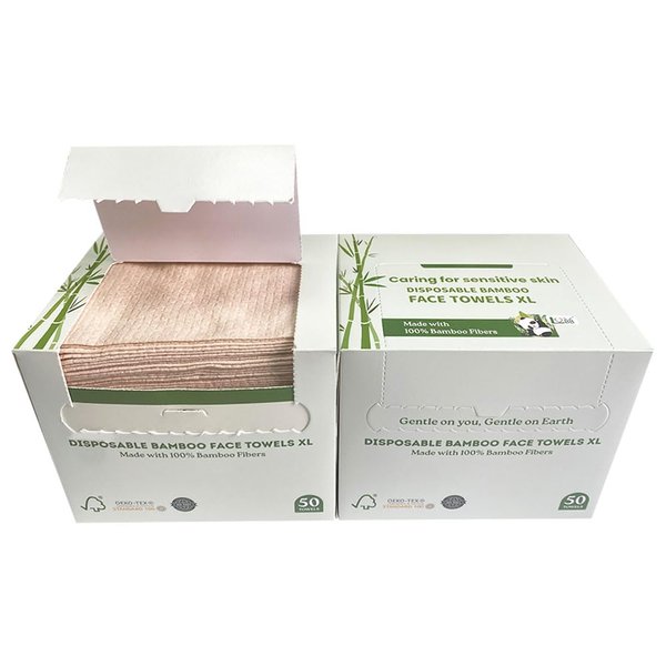 LVBB 100% Bamboo Viscose Face Wash Towels Disposable, Biodegradable Face Towelettes Disposable,Dry Makeup Remover Wipes,Super Soft Skin Care Face Cleansers Towelettes,XL 50 Count/Box (Pack of 2)