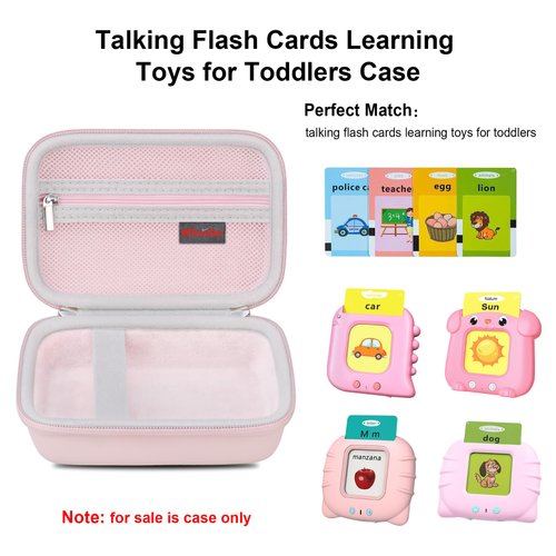 Kids Toddler Talking Flash Cards Learning Toys Carrying Case for Kuovei/QuTZ/Startcan/Aullsaty/KOKODI/Fibevon Speech Therapy Autism Sensory Toys, Montessori Educational Cards Organizer Bag, Pink