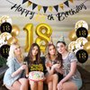Jobkoo 18th Birthday Decorations, Black Gold 18th Birthday Party Decoration for Boys Girls Golden Black 18th Birthday Balloons Cake Topper 18th Birthday Banner for 18 Year Old Birthday Party Supplies