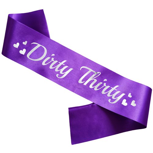 LXYXUUN 30th Birthday Sash Violet, Silver Foil Birthday Sash for Women 30th Funny Birthday Party ...