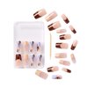 GoldFinger Trendy False Nails Kit, Long Squoval Design Nail, Playful Simple Artistic Sheer Nude Print, Ready to Wear Gel & Manicure Stick included, Long-Lasting Convenient & Easy to Apply