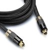 FosPower 24K Gold Plated Toslink Digital Optical Audio Cable (S/PDIF) - [Zero RFI & EMI Interference] Metal Connectors & Ultra Durable Nylon Braided Jacket (3ft)