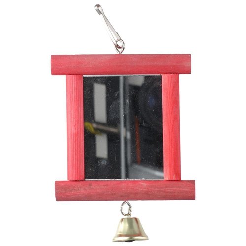 GetCoupon Parrot Colorful Mirror Teeth Grinding Stone Set, 2 Pcs Hens Hanging Swing Mirror Toys with Bells and Beak Grinding Molar Stones