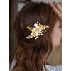 JAKAWIN Flower Wedding Hair Clip Gold Pearl Hair Piece Crystal Bridal Hair Accessories for Women