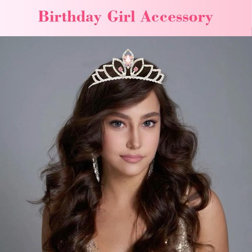 CUBACO Birthday Tiaras for Girls,Pink Birthday Crown Decorations and "Birthday Girl" Sashes for Women Birthday Girl Headband Suitable Princess Party Decorations Birthday Gifts for Women