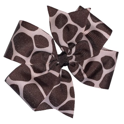 Giraffe Pinwheel Hair Bow 4&quot;