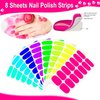 DANNEASY 8 Sheets Fluorescence Color Nail Wraps for Women Self Adhesive Nail Polish Stickers Stick on Nail Polish Strips Gel Fingernail Sticker Nails with Nail File, Cuticle Stick