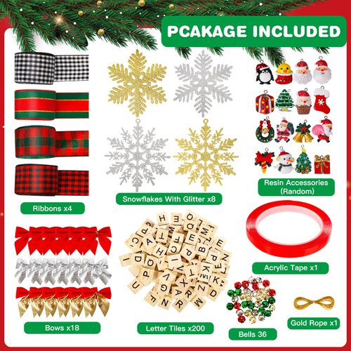 284 Pieces Christmas Ornaments DIY Christmas Tree Ornaments Christmas Arts and Crafts for Kids Adult Xmas Decorations Supplies