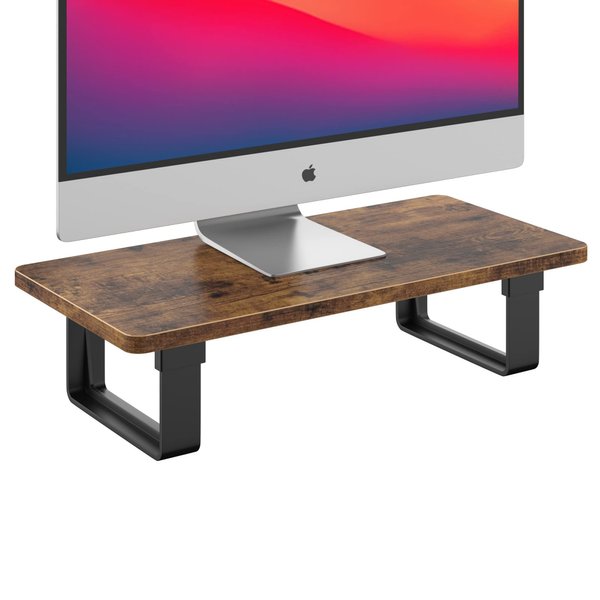 Monitor Stand Riser with 50 LB Capacity, Stable Wood Computer Monitor Stand for Desk Organizers, Anti-slip Computer Riser Monitor Shelf for PC Laptop Notebook Printer Computer iMac, Rustic Brown