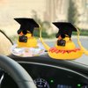 wonuu Rubber Duck Dashboard Decorations Camera Duck Car Accessories for Car Ornament with Mini Hat Swim Ring Necklace and Sunglasses,F_Graduation Cap Reddish Brown Ring