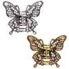Noverlife 2PCS Vintage Butterfly Hair Claws, Metal Gold Rhinestone Hair Clips, Mini Hair Clips Retro Crystal Hair Jaws, Sparkly Diamond Claw Clips Alloy Fancy Thick Hair Barrette Clamp for Women Girls