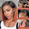 10 inch 1b/350 Straight Bob Wig Human Hair, Lace Glueless Front Wigs Human Hair,highlight human hair bob wig,Pre Plucked 13x4 HD Lace Front Wigs Human Hair 180% Density Orange and Black Wig Human Hair