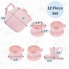ForeverElla 12Pcs Silicone Tea Party Set for Little Girls - Pretend Play Eco-Friendly, BPA Free Kids Tea Set - Dishwasher Safe Tea Set for Toddlers - Won't Break Like Plastic or Porcelain Toys