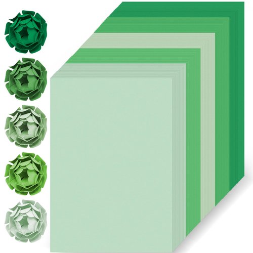100 Sheets Green Colored Cardstock Thick Paper, 5 Colors Assorted Blue Colored Card Stock Paper 65lb/180gsm Perfect for Festive Decor DIY Greeting Cards Arts and Crafts