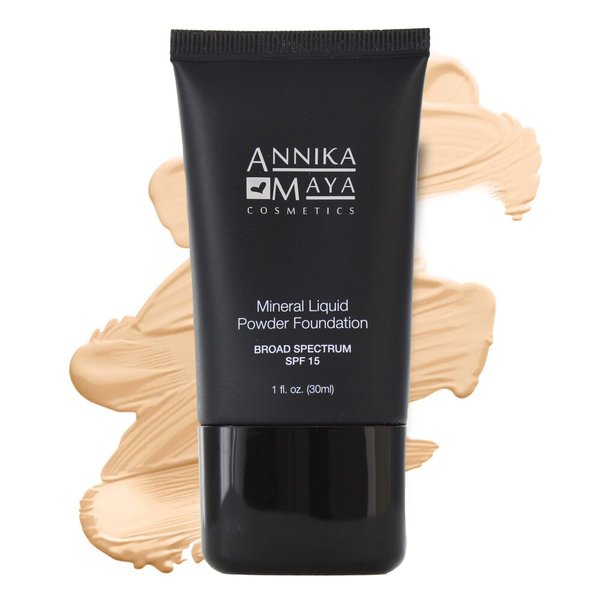 Annika Maya Mineral Foundation, Liquid to Powder Formula, Made in the USA