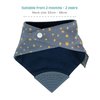 Cheeky Chompers 2-in-1 Baby Dribble Bib with Soft Silicone Teether, Reversible Bandana Style, Innovative Dimple Design Soothes Gums, 3-Layer Absorbency (Midnight Stars Neckerchew)