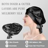 OLESILK Silk Bonnet Silk Hair Wrap for Sleeping Bonnet for Women, Double Layer Reversible Adjustable Hair Wrap for Curly Frizzy Hair, Black