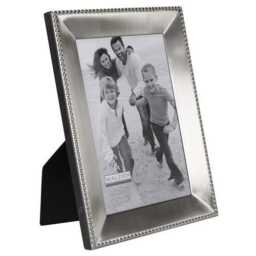 Malden International Designs Marquee Bead Satin Nickel Picture Frame, 5x7, Nickel