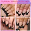 AddFavor 120pcs Black French Tip Press on Nails Long Square Fake Nails Nude False Nails Sqaure French Press ons Square Nail Acrylic Artificial Nail with Adhesive Tab for Women