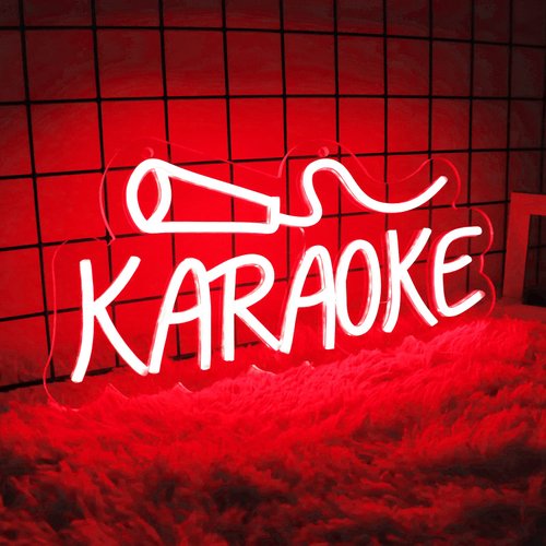 Vinray Karaoke Neon Sign for Music Bar,Pub,Club,Karaoke Stor Wall Art Decor,Light Up Your Space,Red Color,5V USB Power Supply