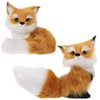 2 Piece Simulation Fox Mini Fox Toy Fur Fox Model Stuffed Fox Ornament Static Action Figures Fox Standing Sitting Plush for Home Office Desktop Bag Decoration 3.94 x 3.54 in, 3.15 x 2.75 in (Brown)