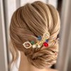 Casdre Rhinestone Hair Comb Gold Vintage Hair Piece Crystal Side Comb Evening Party Hair Accessories for Women and Girls