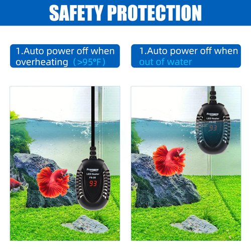 FREESEA Aquarium Fish Tank Heater: 50W Small Submersible Turtle Heater with Adjustable Temperature External Controller for Betta | Saltwater | Freshwater | 1-10 Gallon