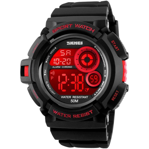 FANMIS Military Multi Function Digital LED Quartz Watch Water Resistant Electronic Sport Watches Red