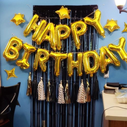 iPartycool 24pcs Happy Birthday Balloons, Birthday Decorations, 3D Gold Premium Foil Letter Happy Birthday Banner with 6pcs Star Balloons for Kids Men Women Adults Birthday Party Decorations Supplies