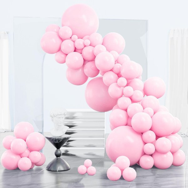 PartyWoo Pastel Pink Balloons, 85 pcs Pink Balloons Different Sizes Pack of 18 Inch 12 Inch 10 Inch 5 Inch Baby Pink Balloons for Balloon Garland Balloon Arch as Birthday Party Decorations, Pink-Q05