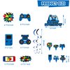 KimaruLZ Video Game Birthday Party Decorations - 109Pcs Gamer Gaming Party Supplies For Boys Birthday Party - Happy Birthday Backdrop, Table Cover, Hanging Swirls, Cupcake Cake Topper, Balloons