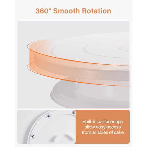 Kootek Cake Decorating Kit Baking Supplies Cake Turntable with 2 Frosting Straight Angled Spatula 3 Icing Smoother Scrapers Baking Accessories Tools for Beginners and Pros, White