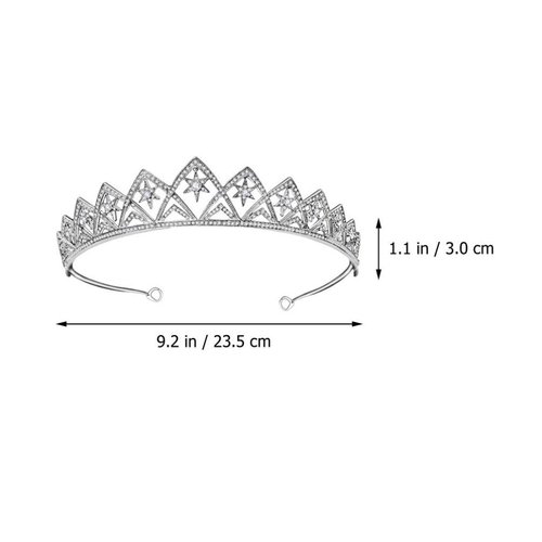 Beaupretty Crystal Wedding Crown Star Tiara Silver Bridal Headdress Rhinestone Headband Christmas Tiara Wedding Pearl Hair Accessories For Women Girls Wedding Christmas Party Prom