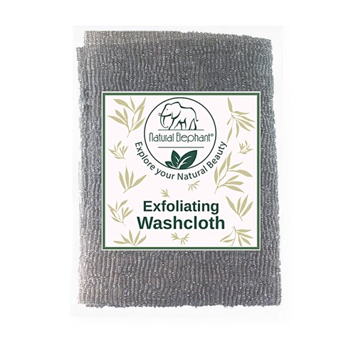 Natural Elephant Exfoliating Washcloth - Pearl White Japanese Shower Scrubber for Body - Single Washcloth for Gentle Skin Exfoliation