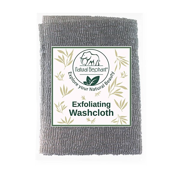 Natural Elephant Exfoliating Washcloth - Pearl White Japanese Shower Scrubber for Body - Single Washcloth for Gentle Skin Exfoliation