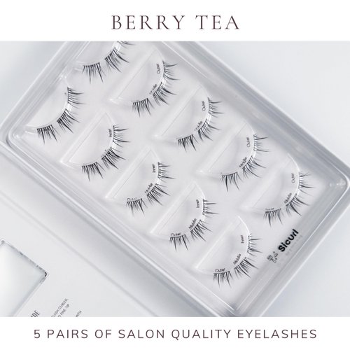 Sicurl The Berry Tea Lashes, Natural Airy Eyelashes, minimal makeup look, Individual Lashes, Easy to Apply, No Lash Glue Included, 5 Sets of Eyelashes