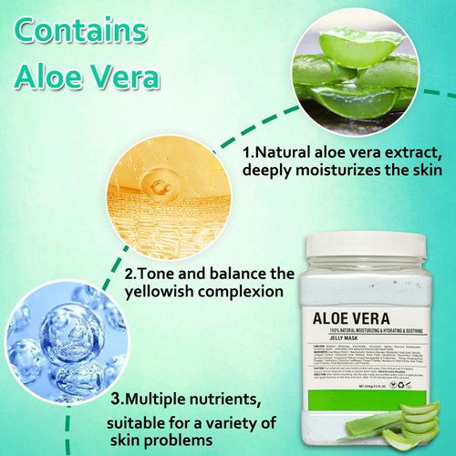 Ouhans Jelly Mask Powder for Facials, Aloe Vera Jelly Masks for Facials Professional,Jelly Face Mask,Hydrating, Rubber Mask for Fight Fine Lines with Double-ended Silicone Brush, 23 Fl Oz
