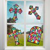 Yeaqee 24 Pack DIY Suncatcher Paper Crafts Stained Glass Effect Paper Suncatchers, 700 Tissue Papers, Window Art Arts and Crafts for Party Favors Toys(Cross)