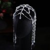 Xerling Transparent Crystal Beads Tassel Cap Headpiece 1920s Flapper Layered Head Chains Wedding Bridal Head Jewelry Cleopatra Hair Accessories for Women