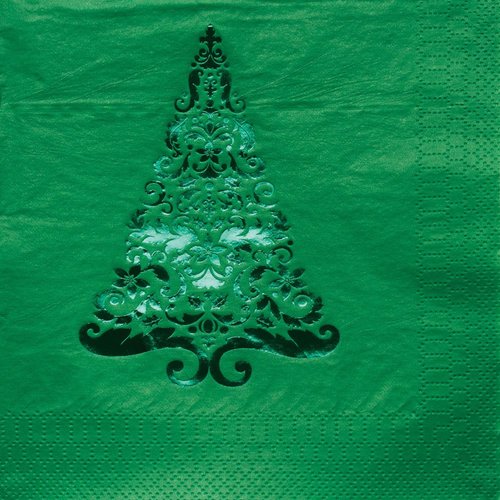 16-Count Glitz Foil Stamped Paper Beverage Napkins, Green