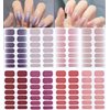 112 Pieces Nail Polish Sticker Full Wrap Nail Strip Supplies,8 Sheets Gradient Purple, Shiny Self-Adhesive Gel Nail Art Design Decals with Nail file for Women Girls Manicure Decoration Tips