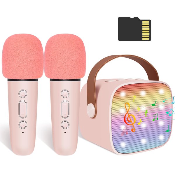 Kids Karaoke Machine, Portable Bluetooth Speaker with Wireless Microphone, Christmas Kids Toys Gifts for Girls 4, 5, 6, 7, 8, 9, 10 +Year Old